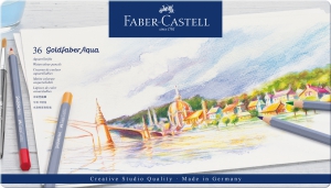 Creioane Colorate Aquarela - Creioane Colorate Aquarelle 36 Culori Goldfaber Cutie Metal Faber-Castell